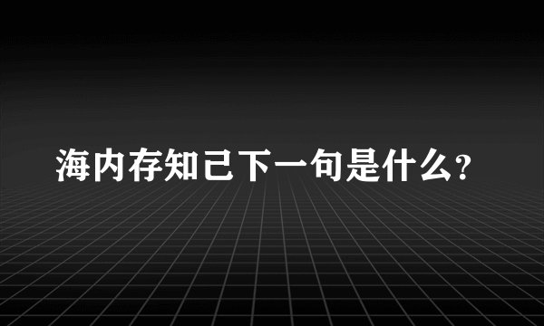 海内存知己下一句是什么？