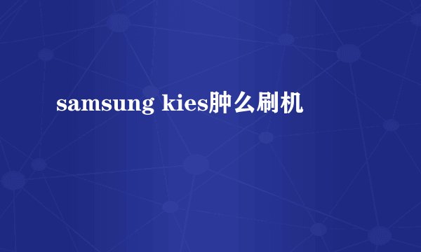 samsung kies肿么刷机
