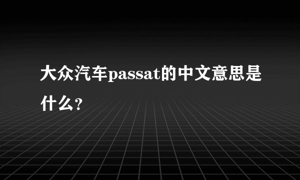 大众汽车passat的中文意思是什么？