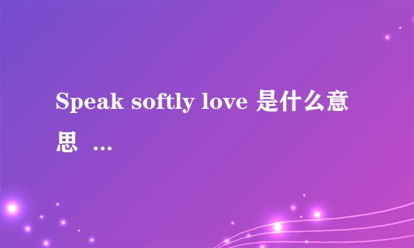 Speak softly love 是什么意思    急啊