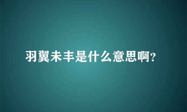 羽翼未丰是什么意思啊？