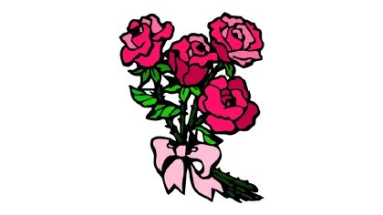 怎么画一束玫瑰花