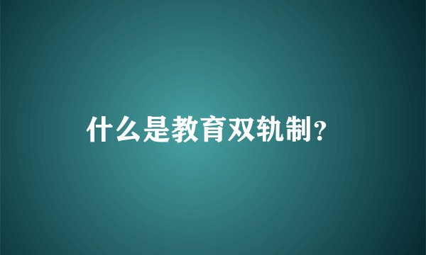 什么是教育双轨制？