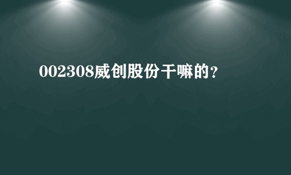 002308威创股份干嘛的？