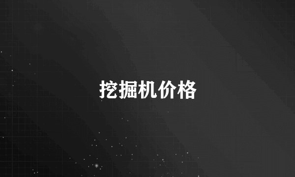 挖掘机价格