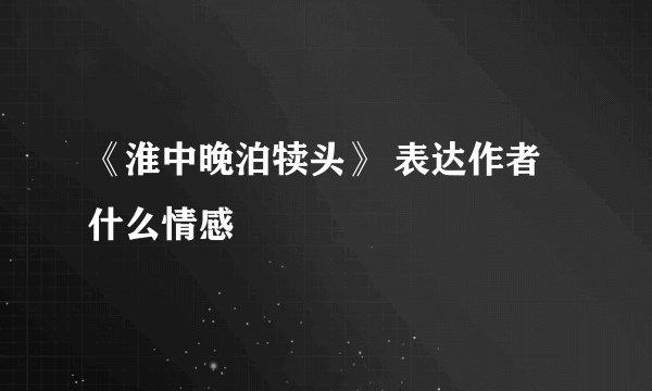 《淮中晚泊犊头》 表达作者什么情感