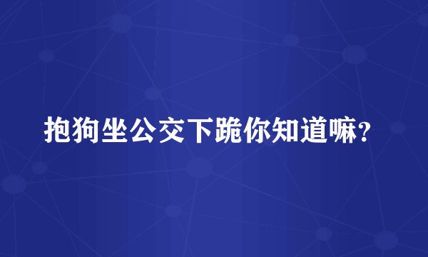 抱狗坐公交下跪你知道嘛？