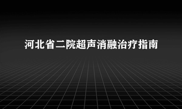 河北省二院超声消融治疗指南