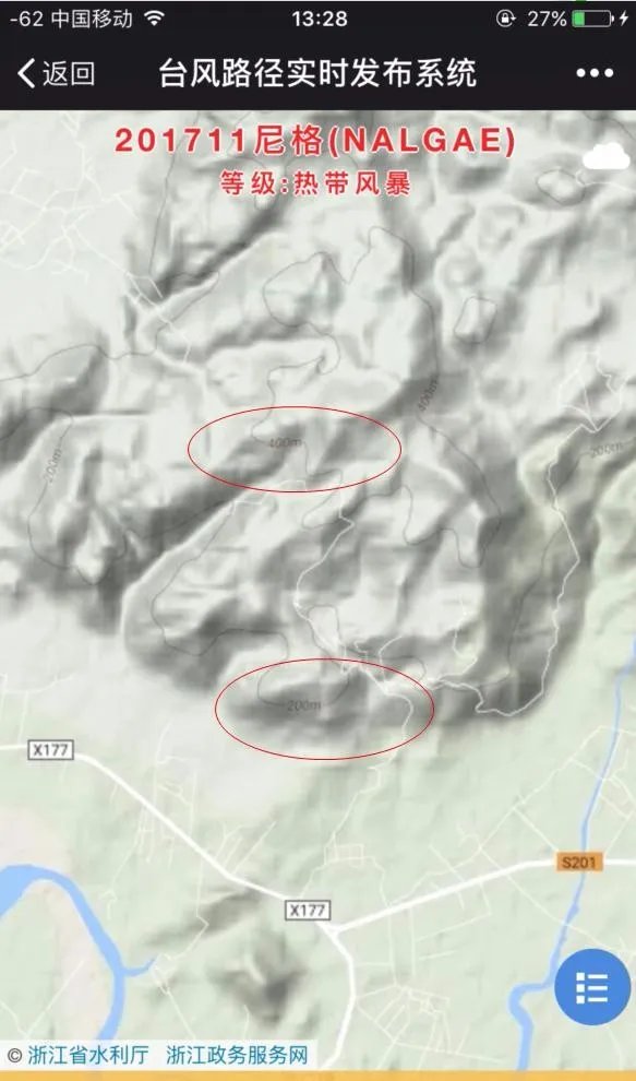 浙江台风路径实时发布系统等高线地形图怎么不见了？