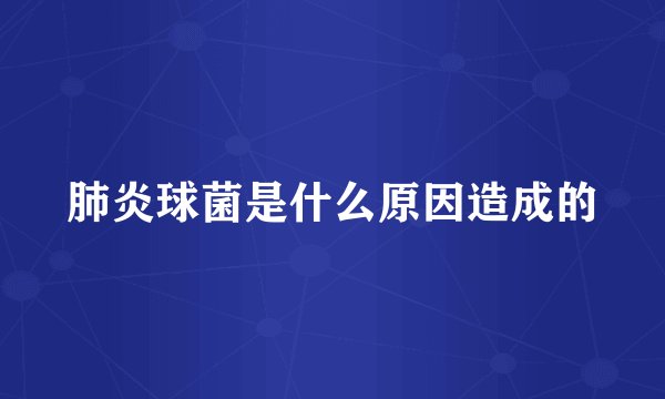 肺炎球菌是什么原因造成的
