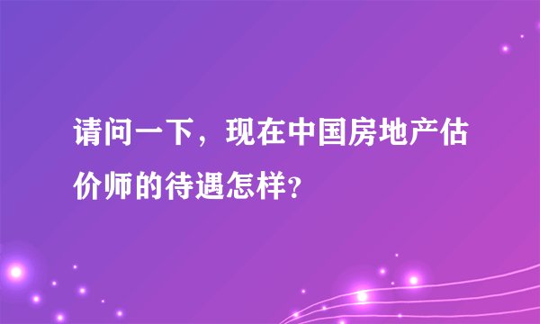 请问一下，现在中国房地产估价师的待遇怎样？
