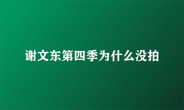 谢文东第四季为什么没拍
