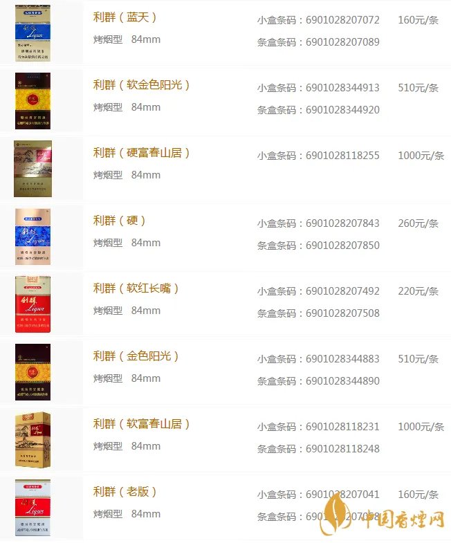利群香烟价格表图大全2020 利群香烟价格查询