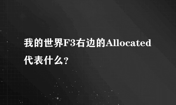 我的世界F3右边的Allocated代表什么？