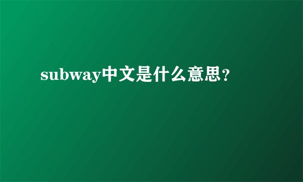 subway中文是什么意思？