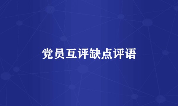 党员互评缺点评语