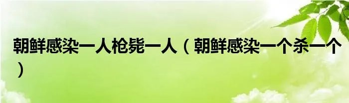 朝鲜感染一人枪毙一人（朝鲜感染一个杀一个）