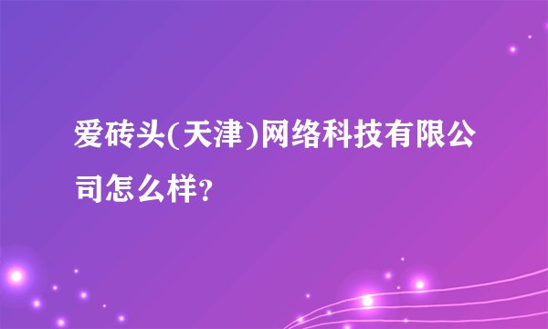 爱砖头(天津)网络科技有限公司怎么样？