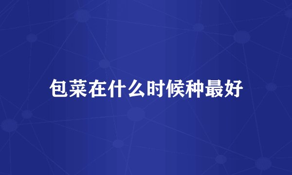包菜在什么时候种最好