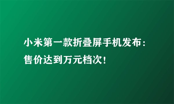 小米第一款折叠屏手机发布：售价达到万元档次！