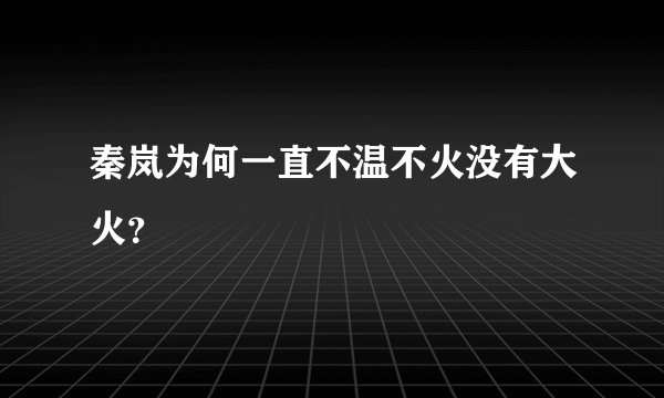 秦岚为何一直不温不火没有大火？