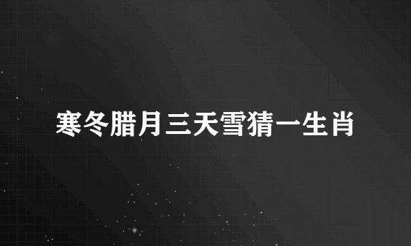 寒冬腊月三天雪猜一生肖
