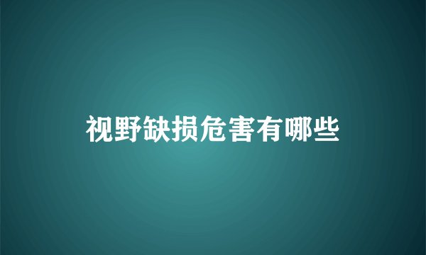 视野缺损危害有哪些
