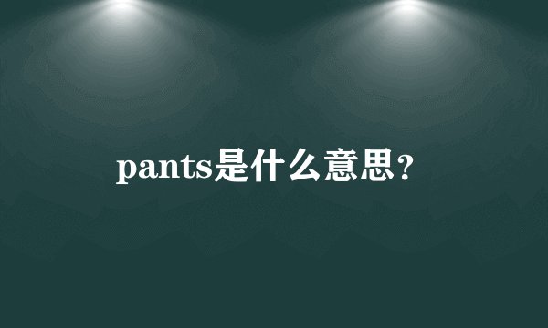pants是什么意思?