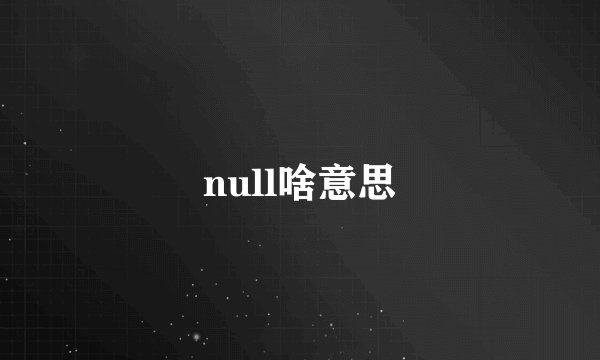 null啥意思