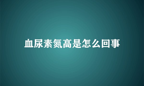 血尿素氮高是怎么回事
