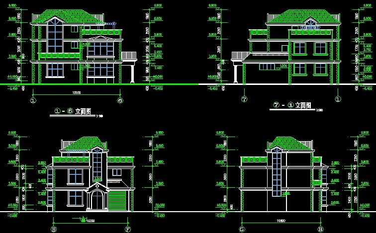 ：新农村独栋别墅设计图纸，外观图纸，平面图。全套CAD格式。