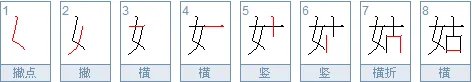 姑字的笔顺正确的写法