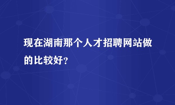 现在湖南那个人才招聘网站做的比较好？