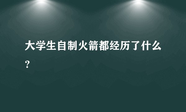 大学生自制火箭都经历了什么?