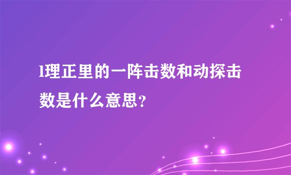 l理正里的一阵击数和动探击数是什么意思？