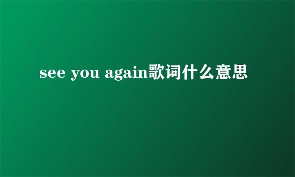 see you again歌词什么意思