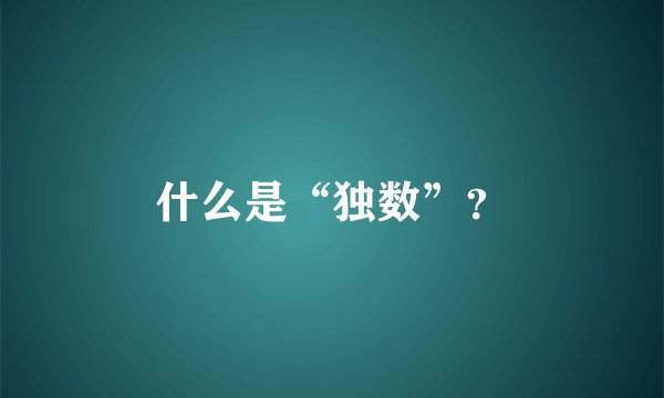 什么是“独数”？