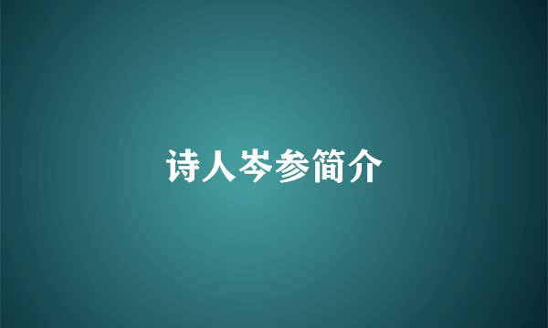 诗人岑参简介