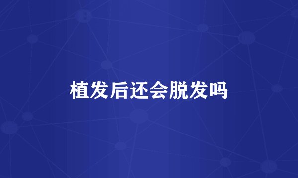 植发后还会脱发吗