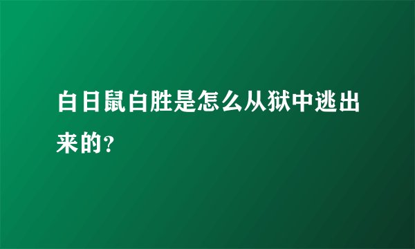 白日鼠白胜是怎么从狱中逃出来的？
