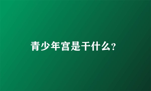 青少年宫是干什么？