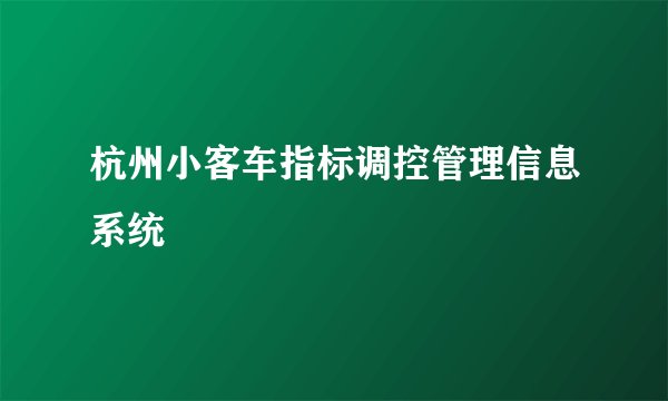 杭州小客车指标调控管理信息系统