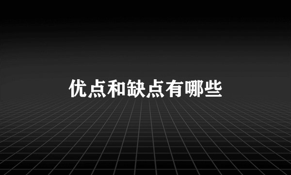 优点和缺点有哪些
