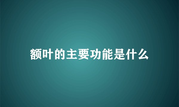 额叶的主要功能是什么