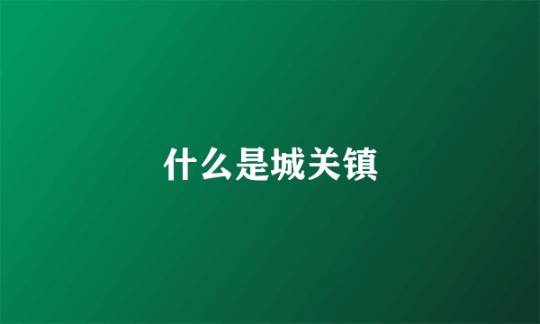 什么是城关镇