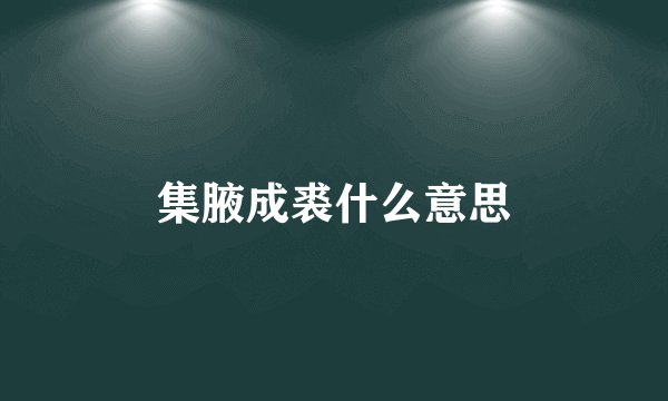 集腋成裘什么意思