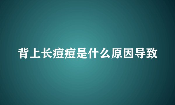 背上长痘痘是什么原因导致