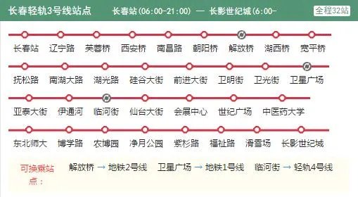 2021长春地铁3号线路图 长春地铁3号线站点图及运营时间