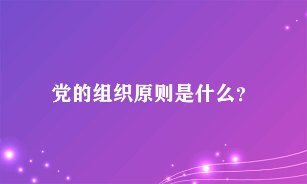 党的组织原则是什么？