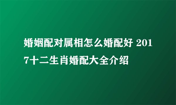 婚姻配对属相怎么婚配好 2017十二生肖婚配大全介绍
